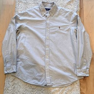 Polo Ralph Lauren Men’s Classic Fit Striped Oxford Shirt (XL, Blue/White)